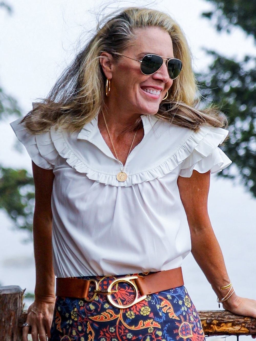 CK BRADLEY Silla Top in Off White Ruffle Coastal Contemporary.      16